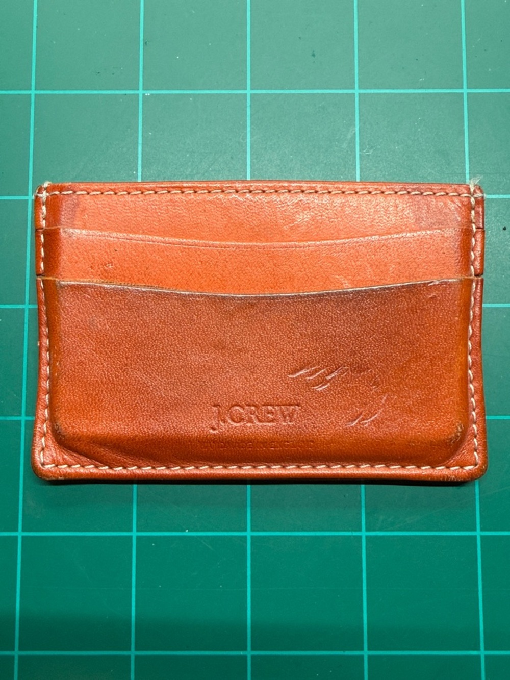 J. Crew Burnt Orange Leather Card Sleeve